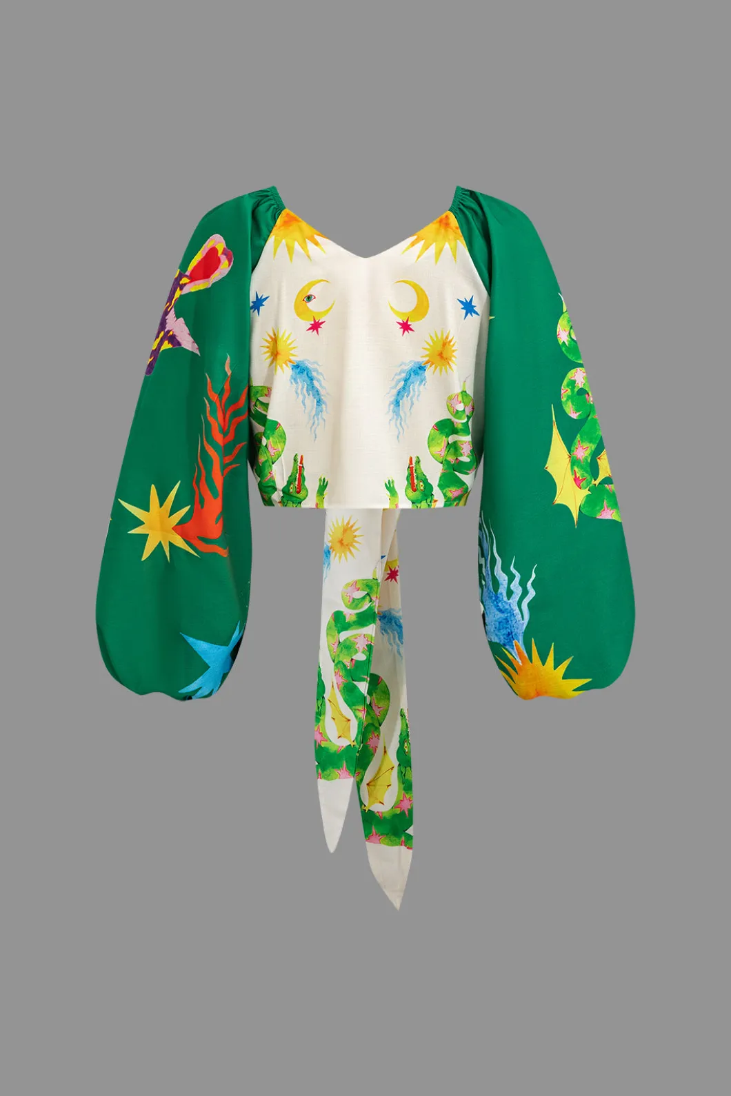 Abstract Print Puff Sleeve Two-Piece Shorts Set>MICAS Best