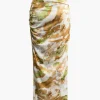 Abstract Print Ruched Split Maxi Skirt>MICAS Best