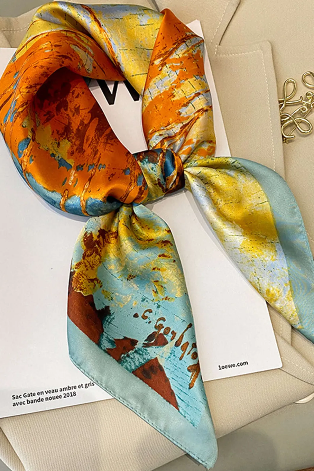 Abstract Print Satin Scarf>MICAS Discount