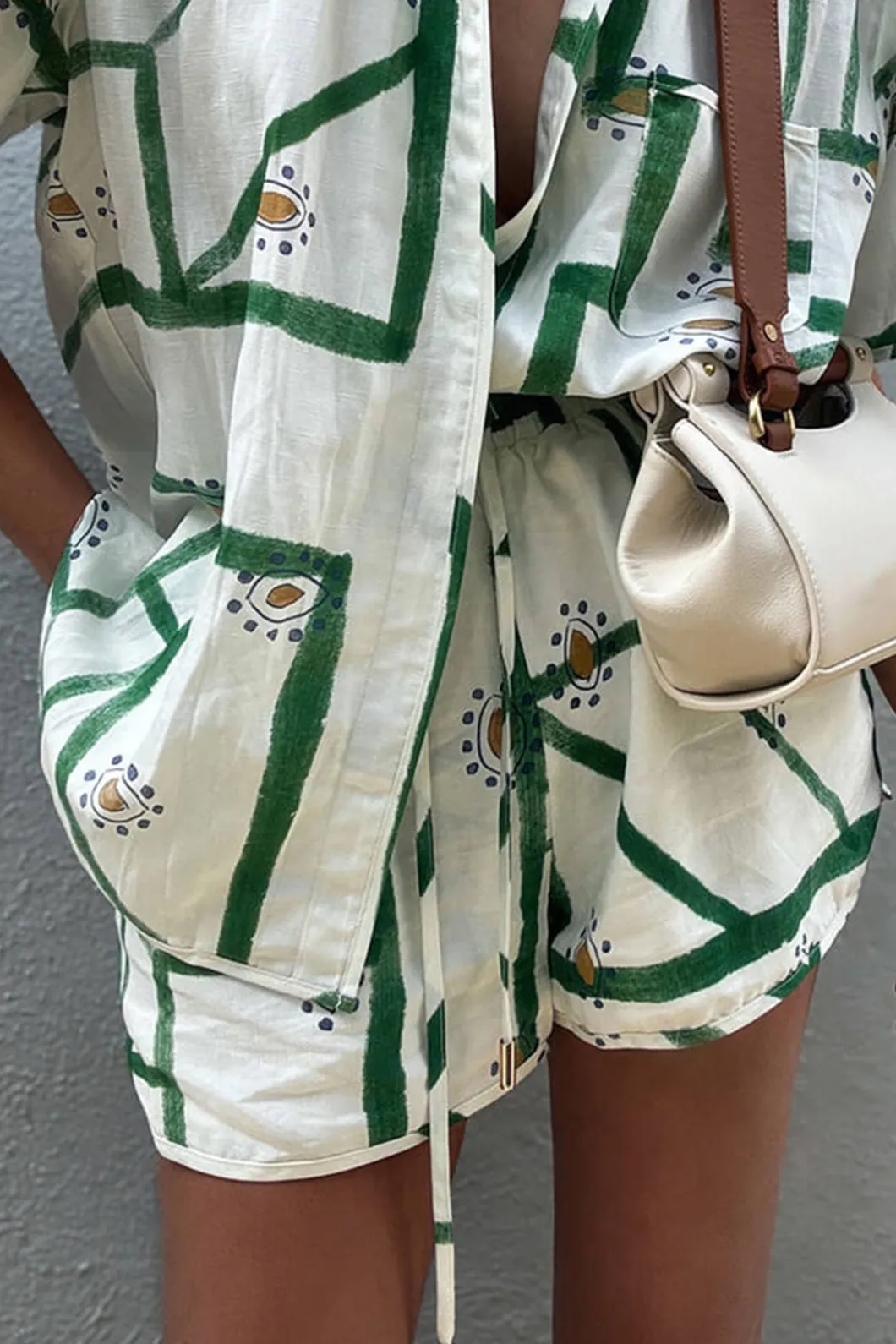 Abstract Print Shirt And Drawstring Shorts Set>MICAS Discount