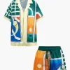 Abstract Print Shirt And Shorts Set>MICAS Fashion