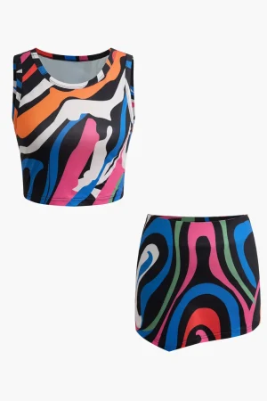 Abstract Print Tank Top And Asymmetric Skirt Set>MICAS Sale