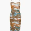 Abstract Print Tie Halter Bikini And Slit Midi Dress Swimsuit Set>MICAS Online