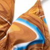 Abstract Print Tie Halter Bikini And Slit Midi Dress Swimsuit Set>MICAS Online