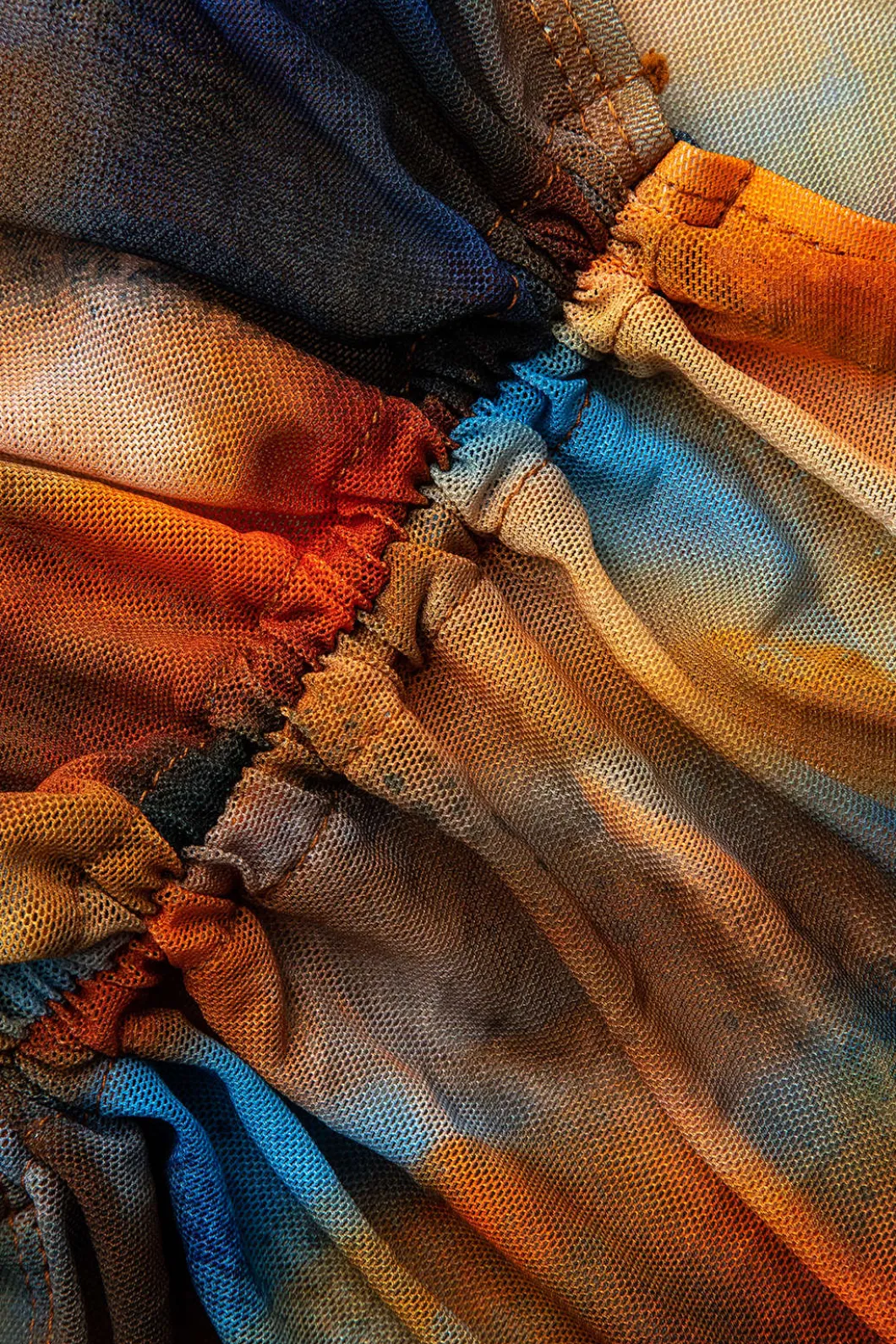 Abstract Print V-neck Cross Back Tie Swimsuit And Mesh Mini Sarong Skirt Set>MICAS Hot