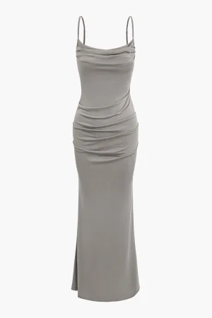 Adjust Strap Ruched Mermaid Maxi Dress>MICAS Outlet