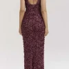 Appliques V-neck Slit Maxi Dress>MICAS Sale