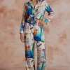 Artistic Print Wide Leg Trousers>MICAS Hot