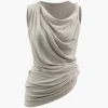 Asymmetric Cowl Neck Ruched Tank Top>MICAS Discount