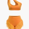 Asymmetric Crop Top And Fringe Shorts Set>MICAS Outlet