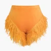 Asymmetric Crop Top And Fringe Shorts Set>MICAS Outlet