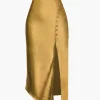 Asymmetric Hem Slit Button Deco Skirt>MICAS Outlet