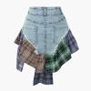 Asymmetric Patchwork Denim Mini Skirt>MICAS Outlet