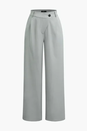 Asymmetric Waist Ruched Straight Leg Pants>MICAS New