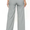 Asymmetric Waist Ruched Straight Leg Pants>MICAS New
