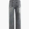 Asymmetric Waist Straight Leg Jeans>MICAS Online