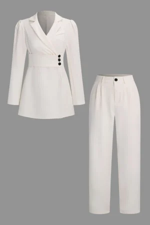 Asymmetrical Blazer And Pants Set>MICAS New