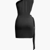 Asymmetrical Cut Out Ruched Tie Mini Dress>MICAS Online