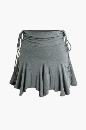 Asymmetrical Drawstring Ruched Mini Skirt>MICAS Discount