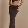 Asymmetrical Drawstring Short Sleeve Crop Top And Maxi Skirt Set>MICAS Outlet