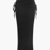 Asymmetrical Drawstring Short Sleeve Crop Top And Maxi Skirt Set>MICAS Outlet