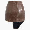 Asymmetrical Faux Leather Mini Skirt>MICAS Outlet