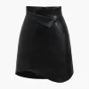 Asymmetrical Faux Leather Skirt>MICAS New