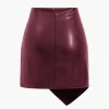 Asymmetrical Faux Leather Ruched Skirt>MICAS Outlet