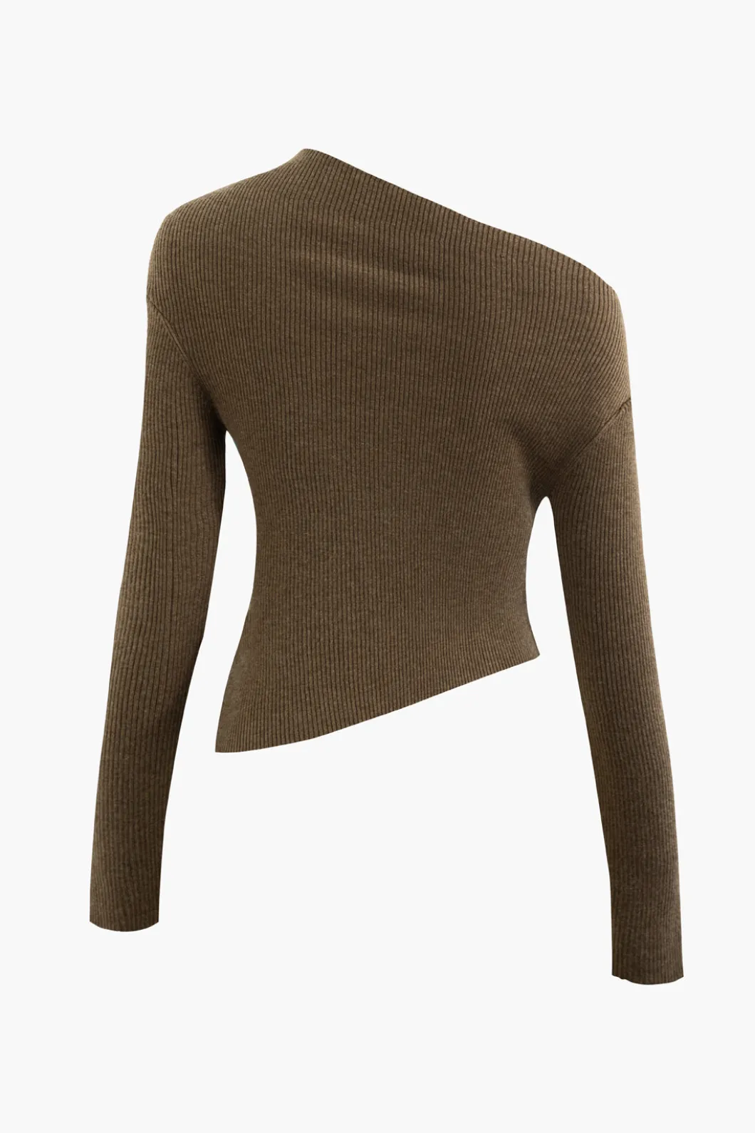 Asymmetrical Long Sleeve Rib Knit Top>MICAS Fashion