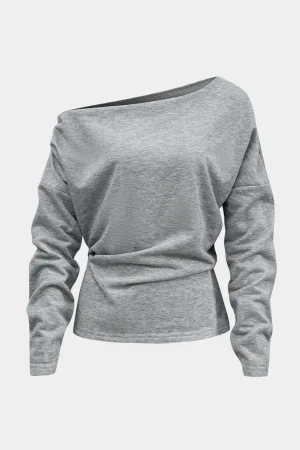Asymmetrical Long Sleeve T-Shirt>MICAS Fashion