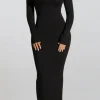 Asymmetrical Neck Slit Maxi Dress>MICAS Outlet