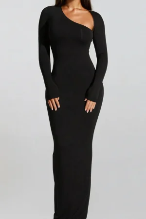 Asymmetrical Neck Slit Maxi Dress>MICAS Outlet