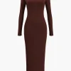 Asymmetrical Neck Slit Maxi Dress>MICAS Outlet