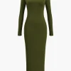 Asymmetrical Neck Slit Maxi Dress>MICAS Outlet