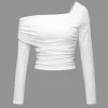 Asymmetrical Ruched Long Sleeve Top>MICAS Online
