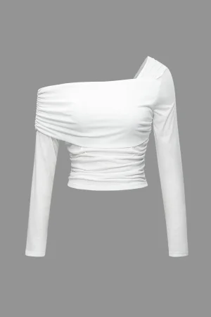 Asymmetrical Ruched Long Sleeve Top>MICAS Online
