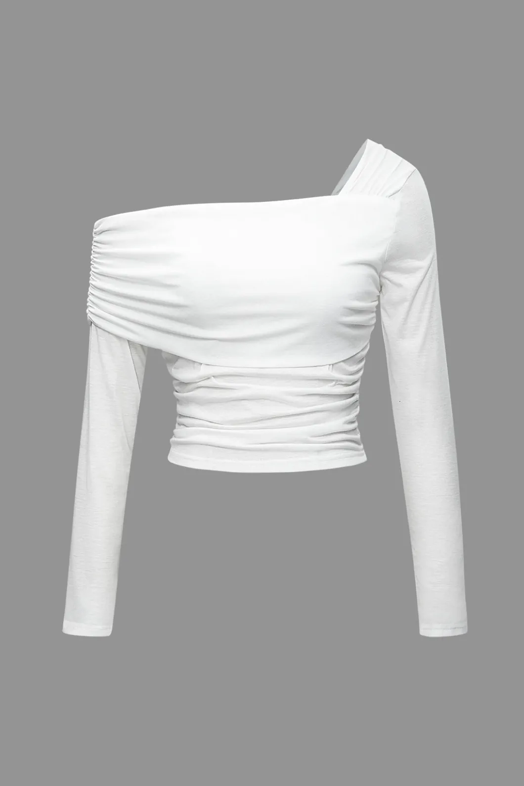 Asymmetrical Ruched Long Sleeve Top>MICAS Online