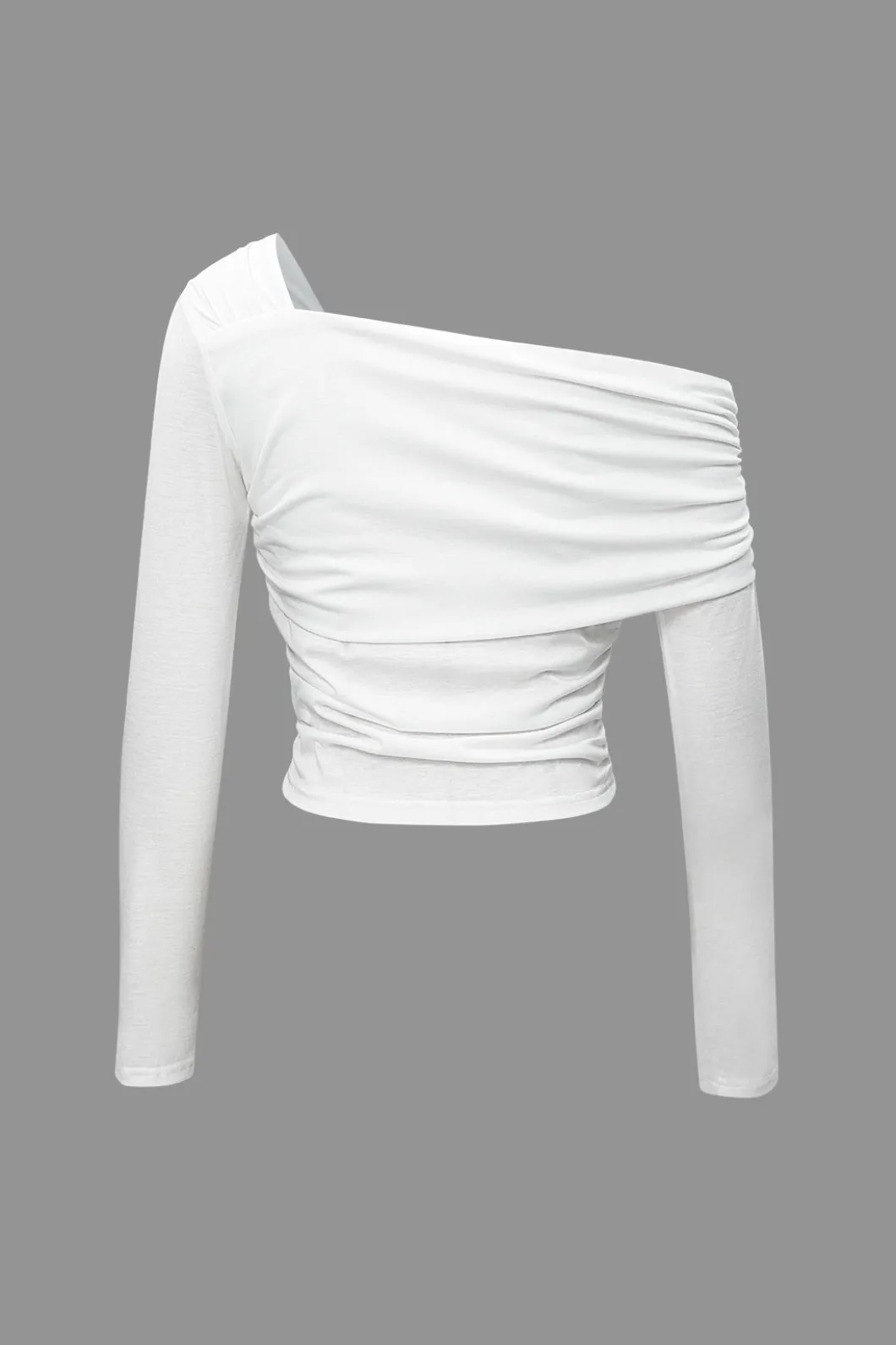 Asymmetrical Ruched Long Sleeve Top>MICAS Online
