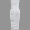 Asymmetrical Ruched One Shoulder Midi Dress>MICAS Discount