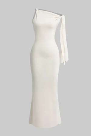 Asymmetrical Twist Knot Mermaid Maxi Dress>MICAS Outlet