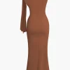 Asymmetrical Twist Knot Mermaid Maxi Dress>MICAS Outlet