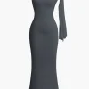 Asymmetrical Twist Knot Mermaid Maxi Dress>MICAS Outlet
