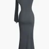 Asymmetrical Twist Knot Mermaid Maxi Dress>MICAS Outlet