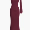Asymmetrical Twist Knot Mermaid Maxi Dress>MICAS Outlet