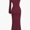 Asymmetrical Twist Knot Mermaid Maxi Dress>MICAS Outlet