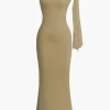 Asymmetrical Twist Knot Mermaid Maxi Dress>MICAS Outlet