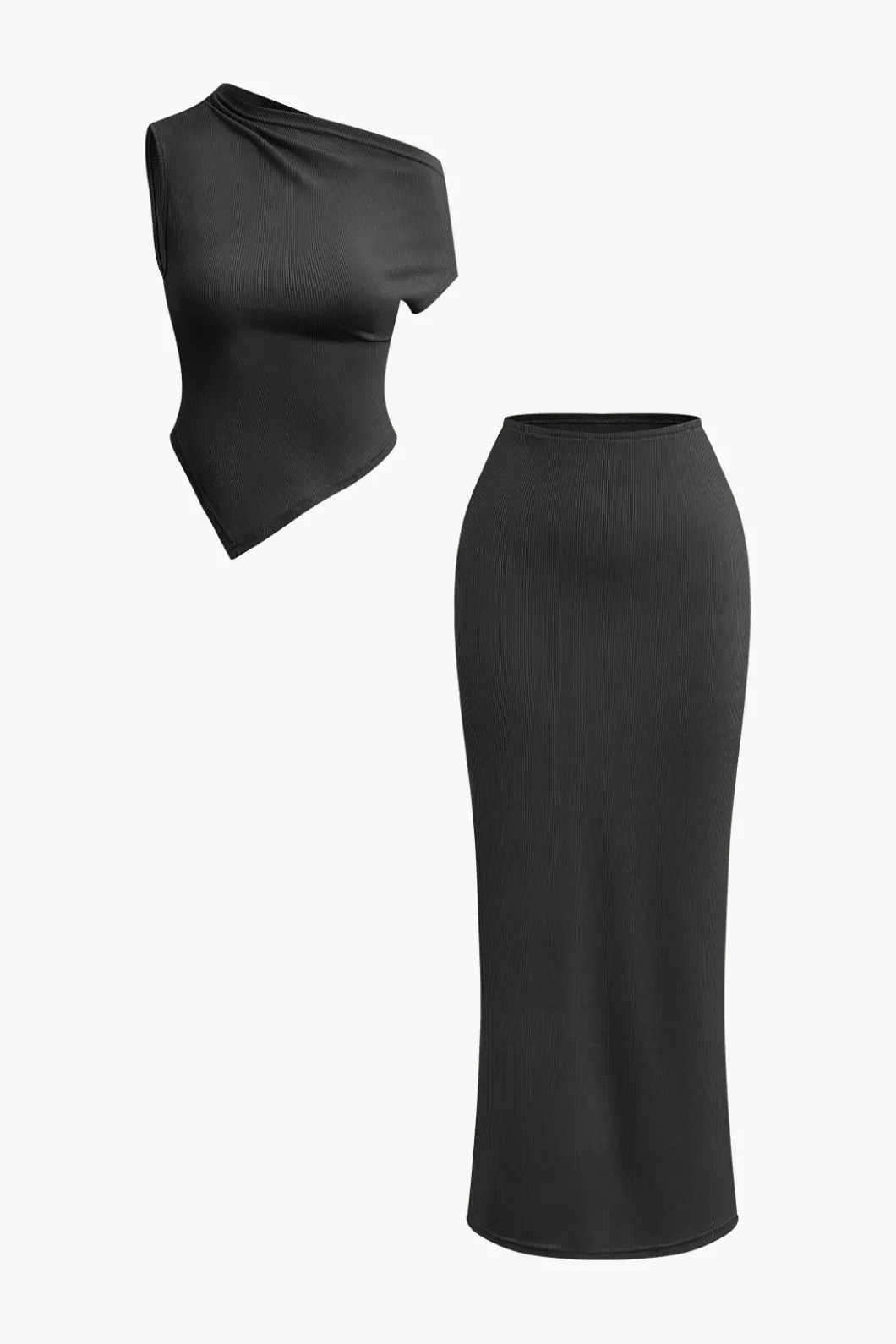 Asymmetrical Twist Top And High Waist Maxi Skirt Set>MICAS Sale