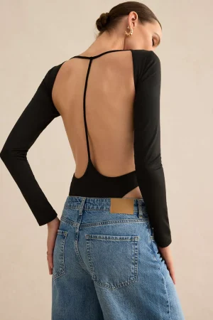 Backless Cut Out Long Sleeve Bodysuit>MICAS Outlet