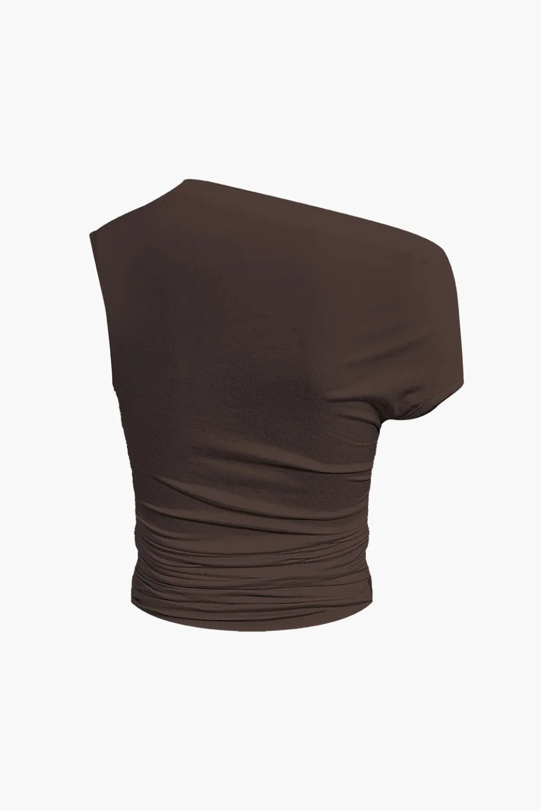 Basic Asymmetrical Ruched Crop Top And Tie Mini Skirt Set>MICAS Hot