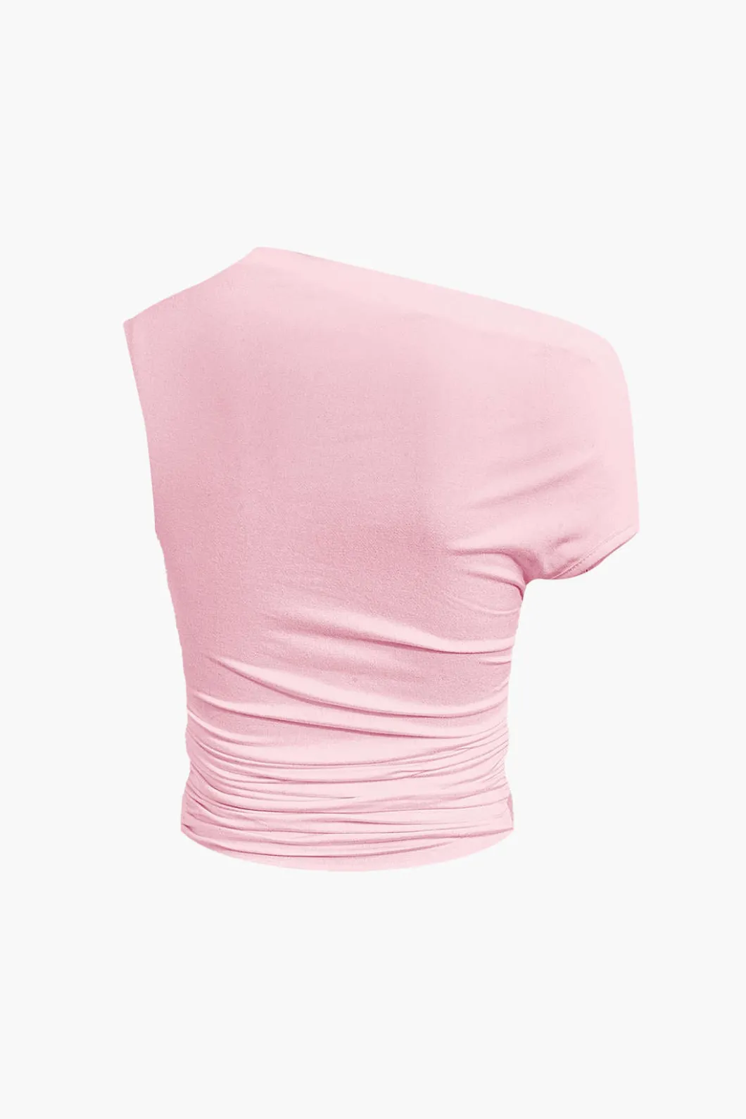 Basic Asymmetrical Ruched Crop Top And Tie Mini Skirt Set>MICAS Hot